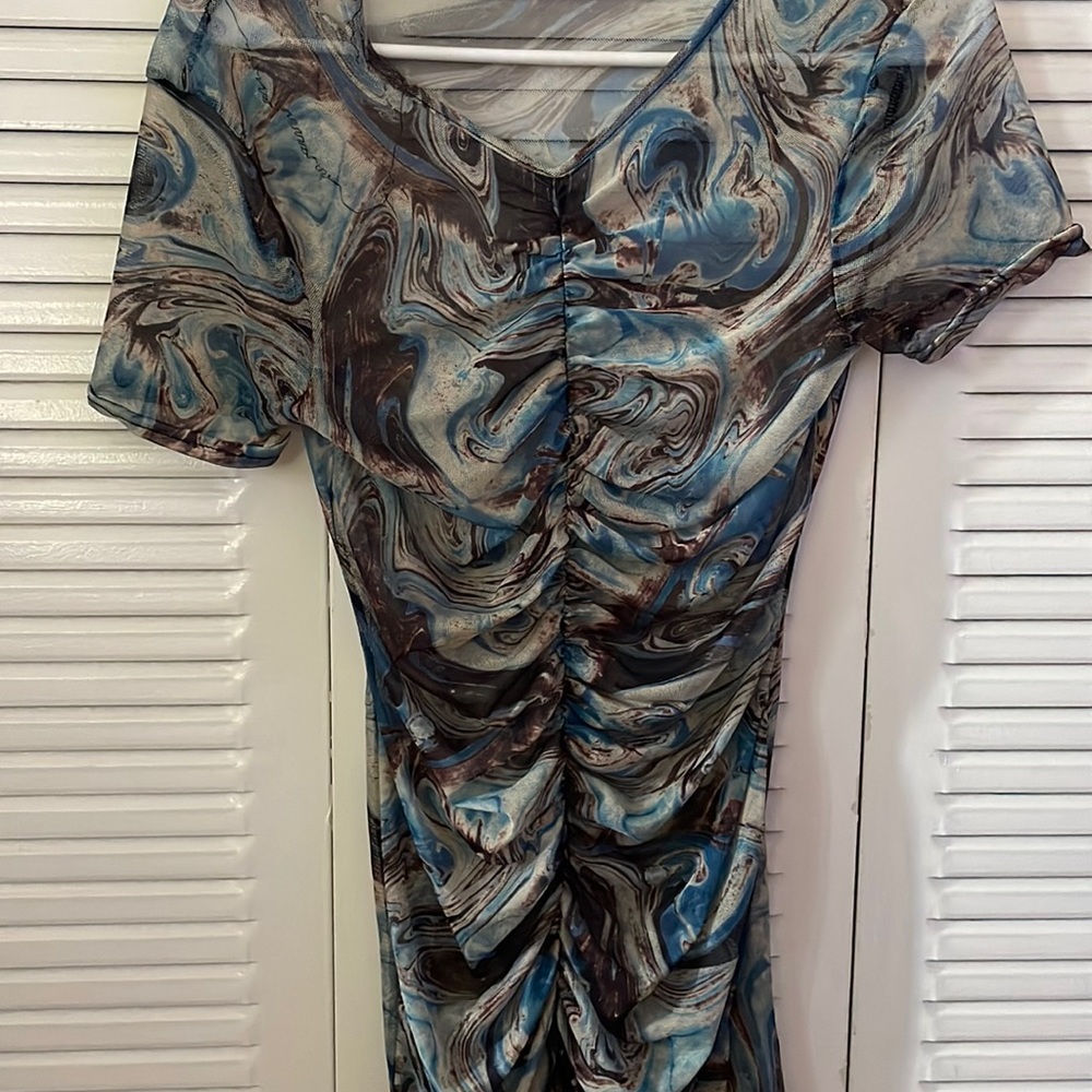 Ruched marble dress